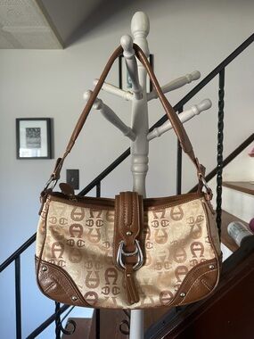 Etienne Aigner Leather Trimmed Shoulder Bag